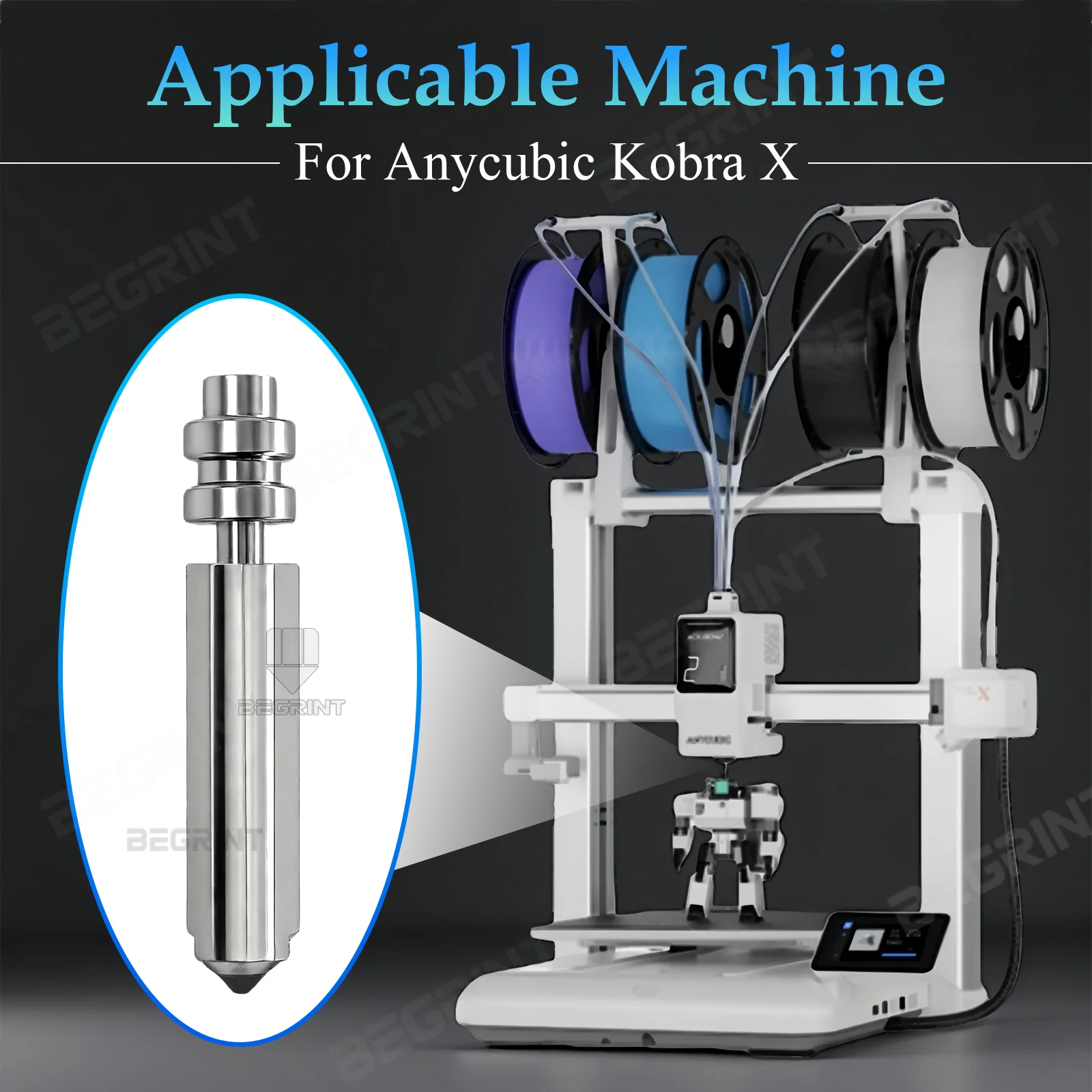 For Anycubic Kobra X/Kobra 4 Hot End Nozzle 0.2/0.6/0.8/0.4mm Heatbreak KX One-Piece Hotend Bimetal Nozzles 3D Printer Parts