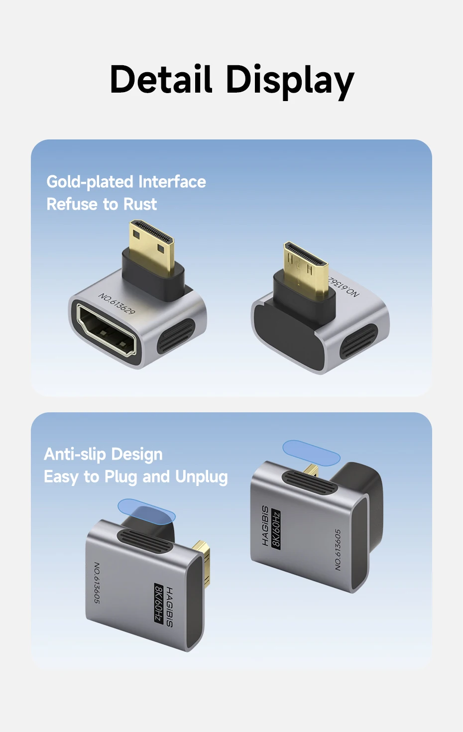 Hagibis Mini HDMI to HDMI Adapter Right Angle 90 Degree Male to Female Mini HDMI Connector L Shape Converter High Refresh Rate