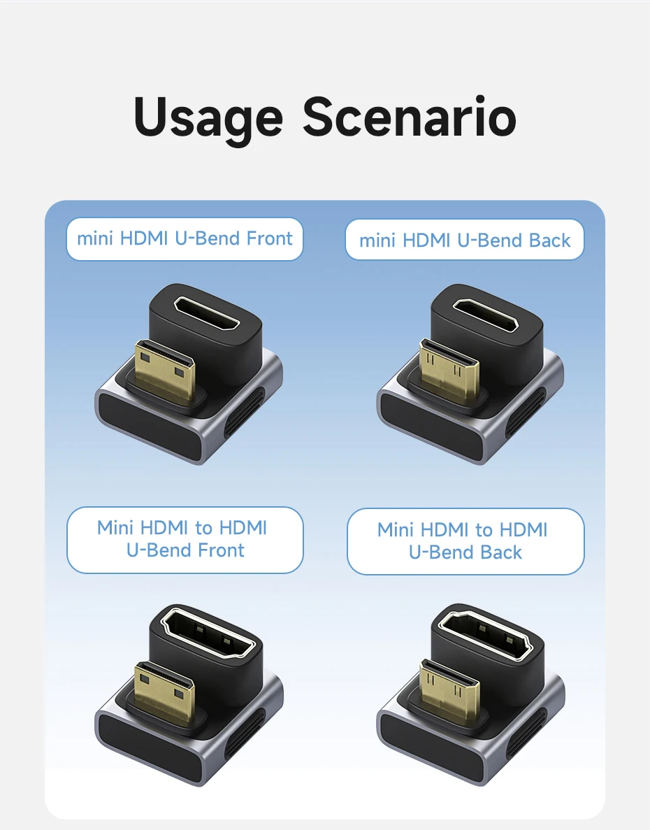 Hagibis Mini HDMI to HDMI Adapter Right Angle 90 Degree Male to Female Mini HDMI Connector L Shape Converter High Refresh Rate
