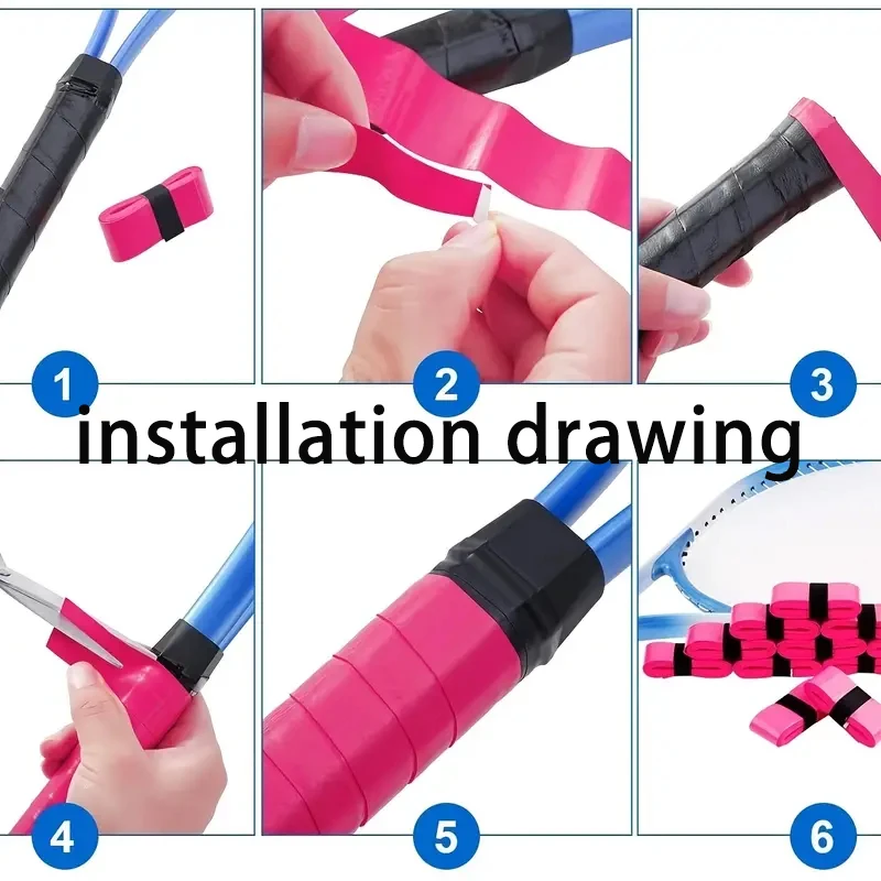 6 Piece of Badminton Grip Anti Slip Straps, Tennis Racket Sports Grip Pads, Shock-Absorbing Grip Straps