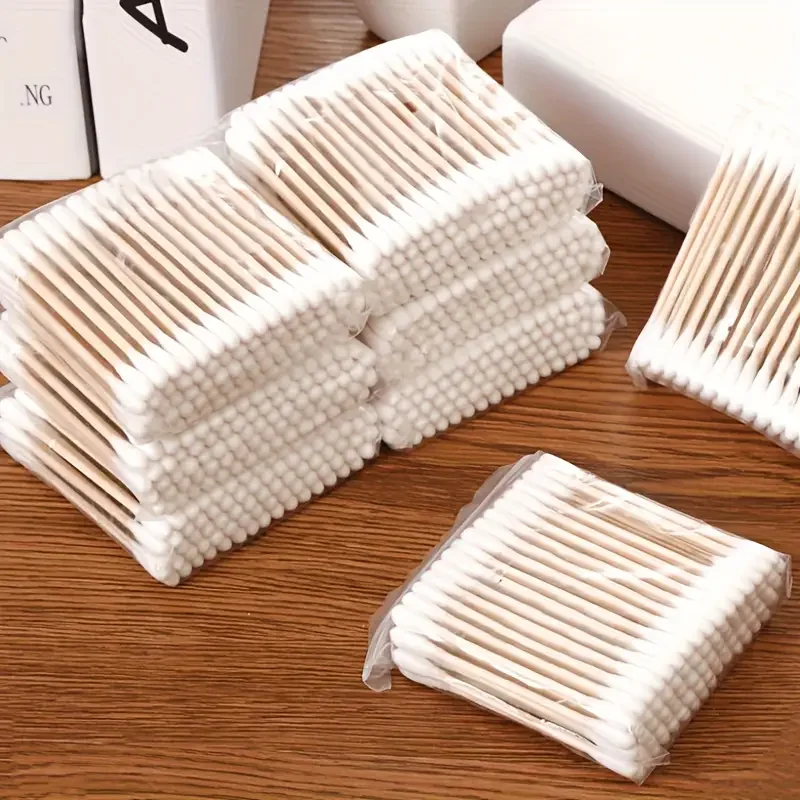500pcs Bamboo Double-Ended Cotton Swabs Gentle for Ears Makeup Multi functional dual head cotton swab for one-time cleaning