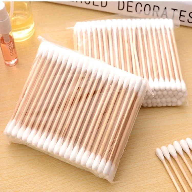 500pcs Bamboo Double-Ended Cotton Swabs Gentle for Ears Makeup Multi functional dual head cotton swab for one-time cleaning