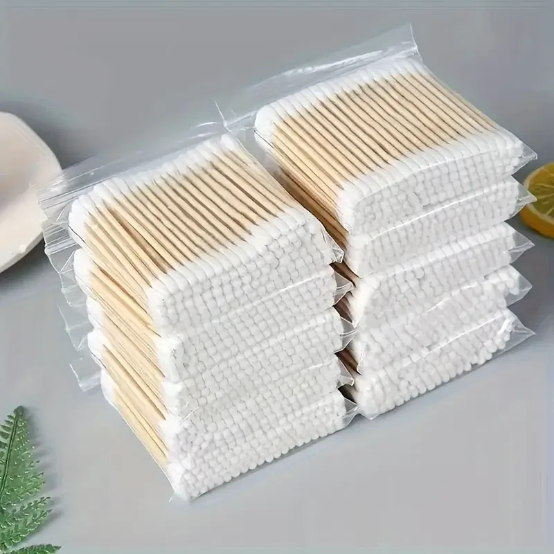 500pcs Bamboo Double-Ended Cotton Swabs Gentle for Ears Makeup Multi functional dual head cotton swab for one-time cleaning