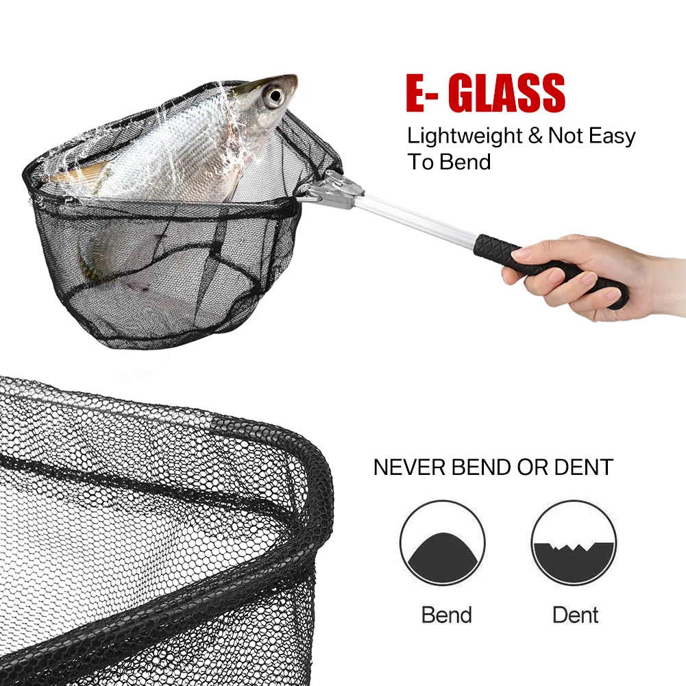 Retractable Landing Net Folding 1.9m/1.5m/1.3m Telescopic Fishing Net Outdoor Sea Mesh Portable Hand Dip Net For Carp Fly Fun