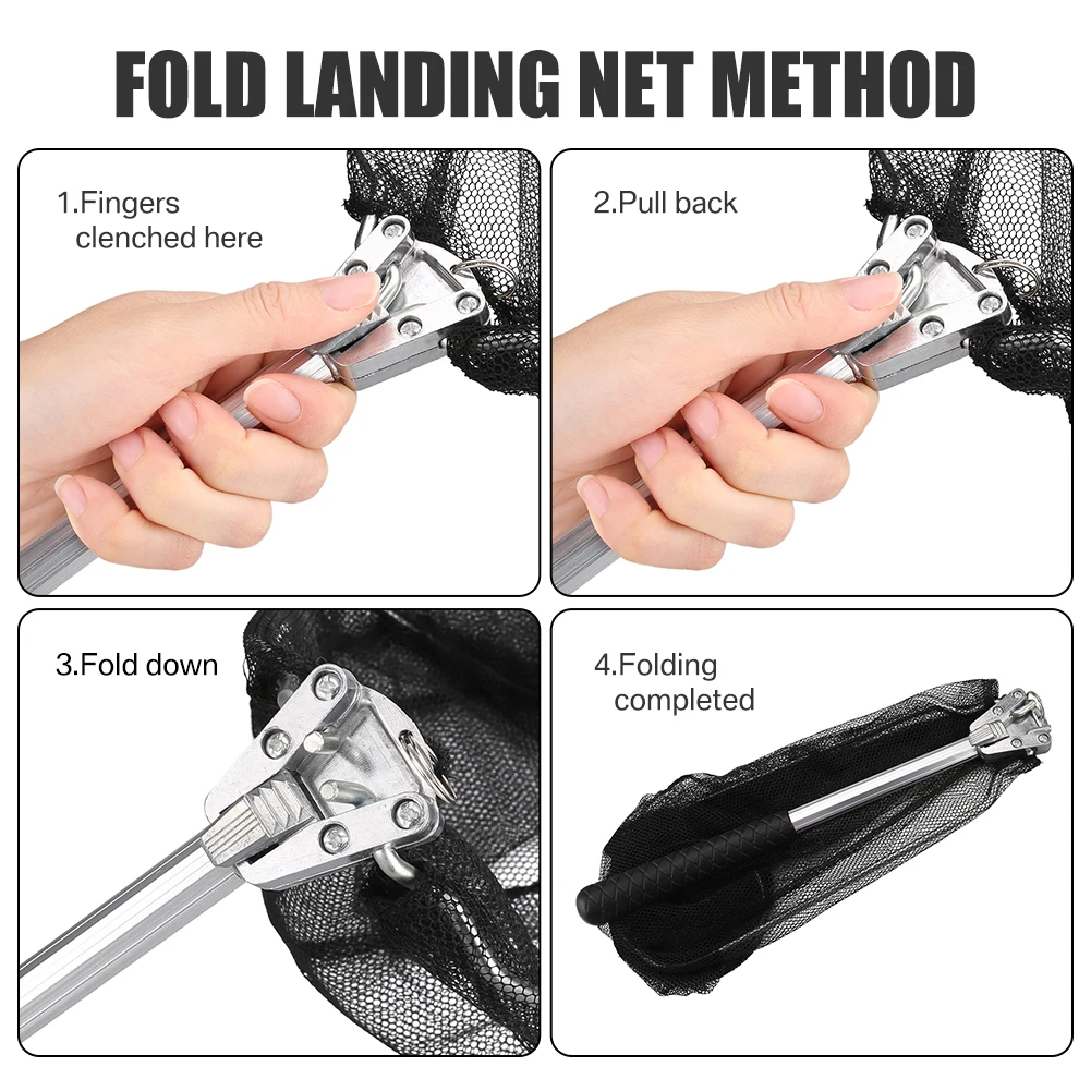 Retractable Landing Net Folding 1.9m/1.5m/1.3m Telescopic Fishing Net Outdoor Sea Mesh Portable Hand Dip Net For Carp Fly Fun