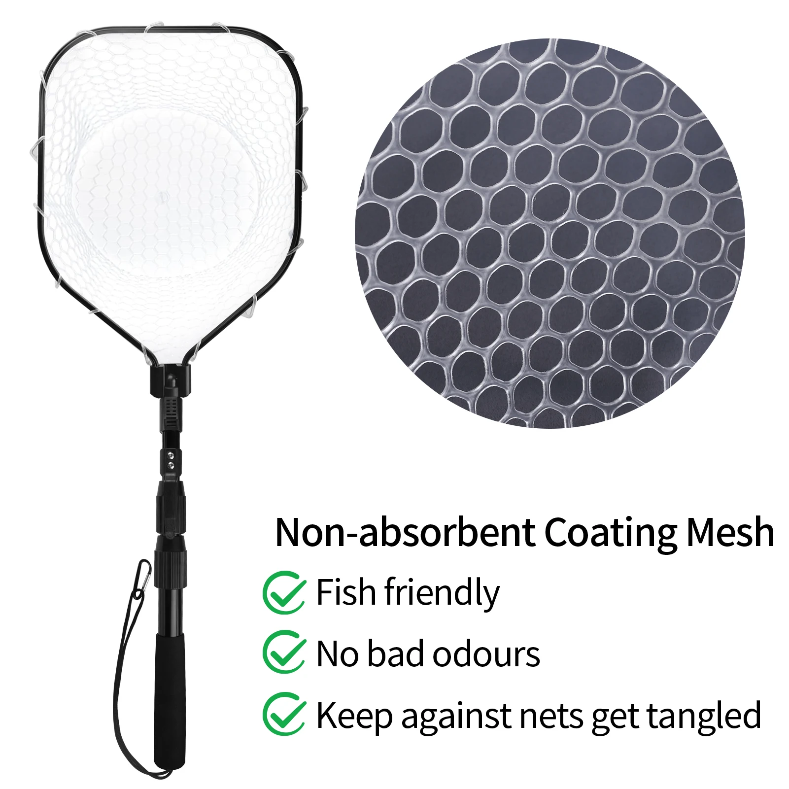 Retractable Landing Net Folding 1.9m/1.5m/1.3m Telescopic Fishing Net Outdoor Sea Mesh Portable Hand Dip Net For Carp Fly Fun