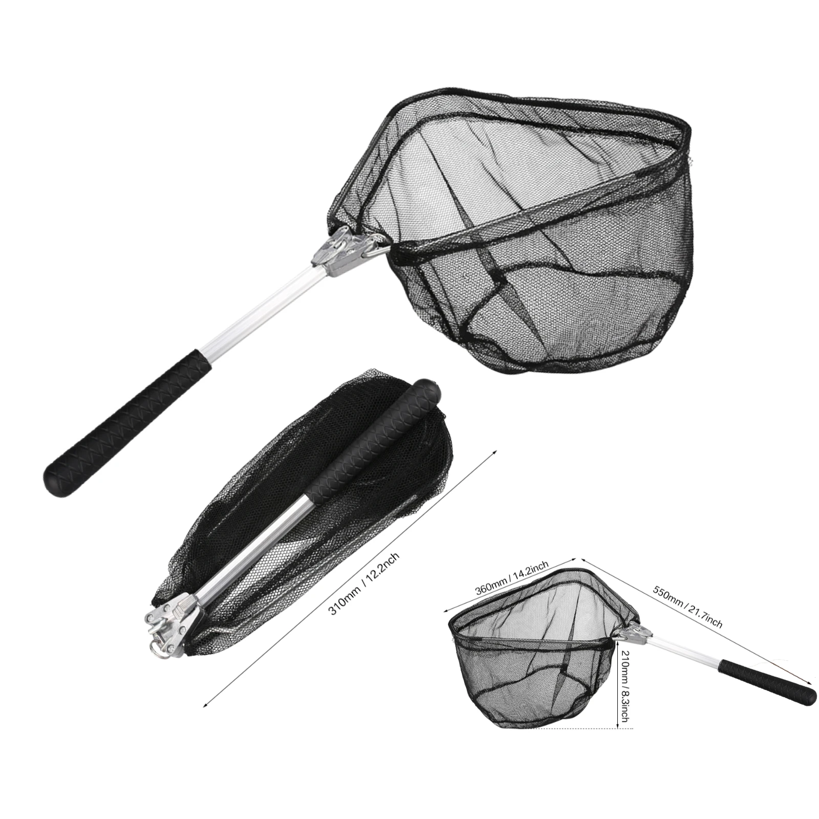 Retractable Landing Net Folding 1.9m/1.5m/1.3m Telescopic Fishing Net Outdoor Sea Mesh Portable Hand Dip Net For Carp Fly Fun