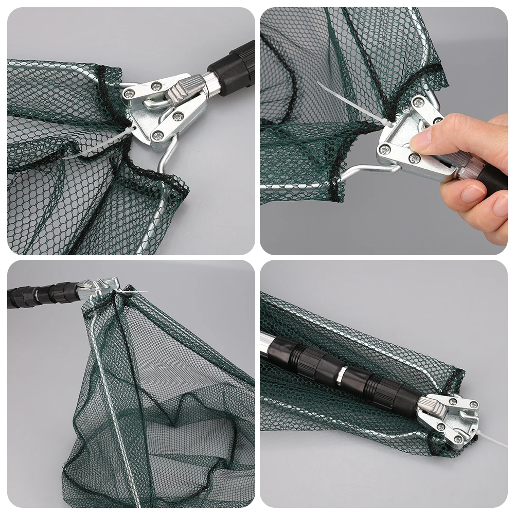 Retractable Landing Net Folding 1.9m/1.5m/1.3m Telescopic Fishing Net Outdoor Sea Mesh Portable Hand Dip Net For Carp Fly Fun