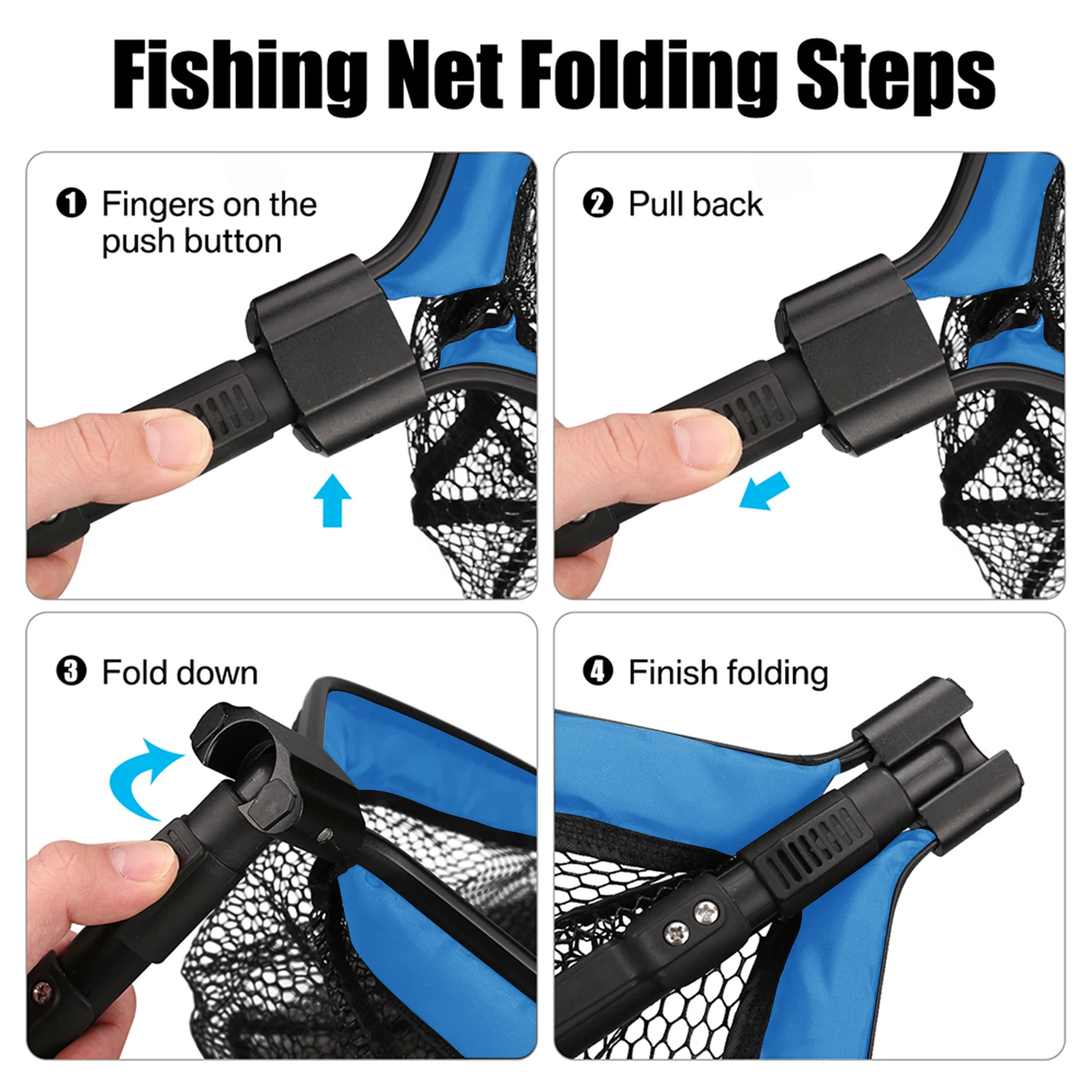Retractable Landing Net Folding 1.9m/1.5m/1.3m Telescopic Fishing Net Outdoor Sea Mesh Portable Hand Dip Net For Carp Fly Fun