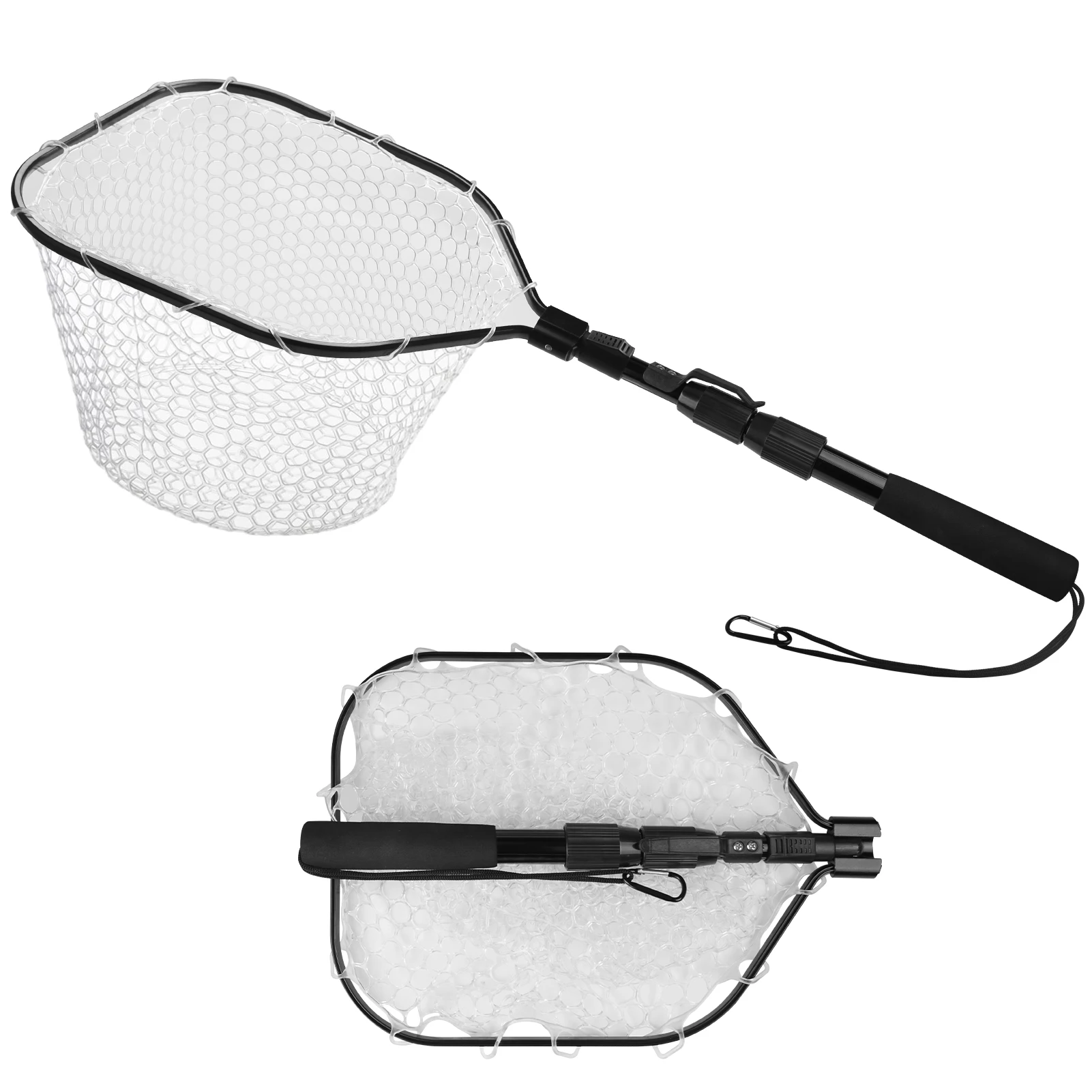 Retractable Landing Net Folding 1.9m/1.5m/1.3m Telescopic Fishing Net Outdoor Sea Mesh Portable Hand Dip Net For Carp Fly Fun