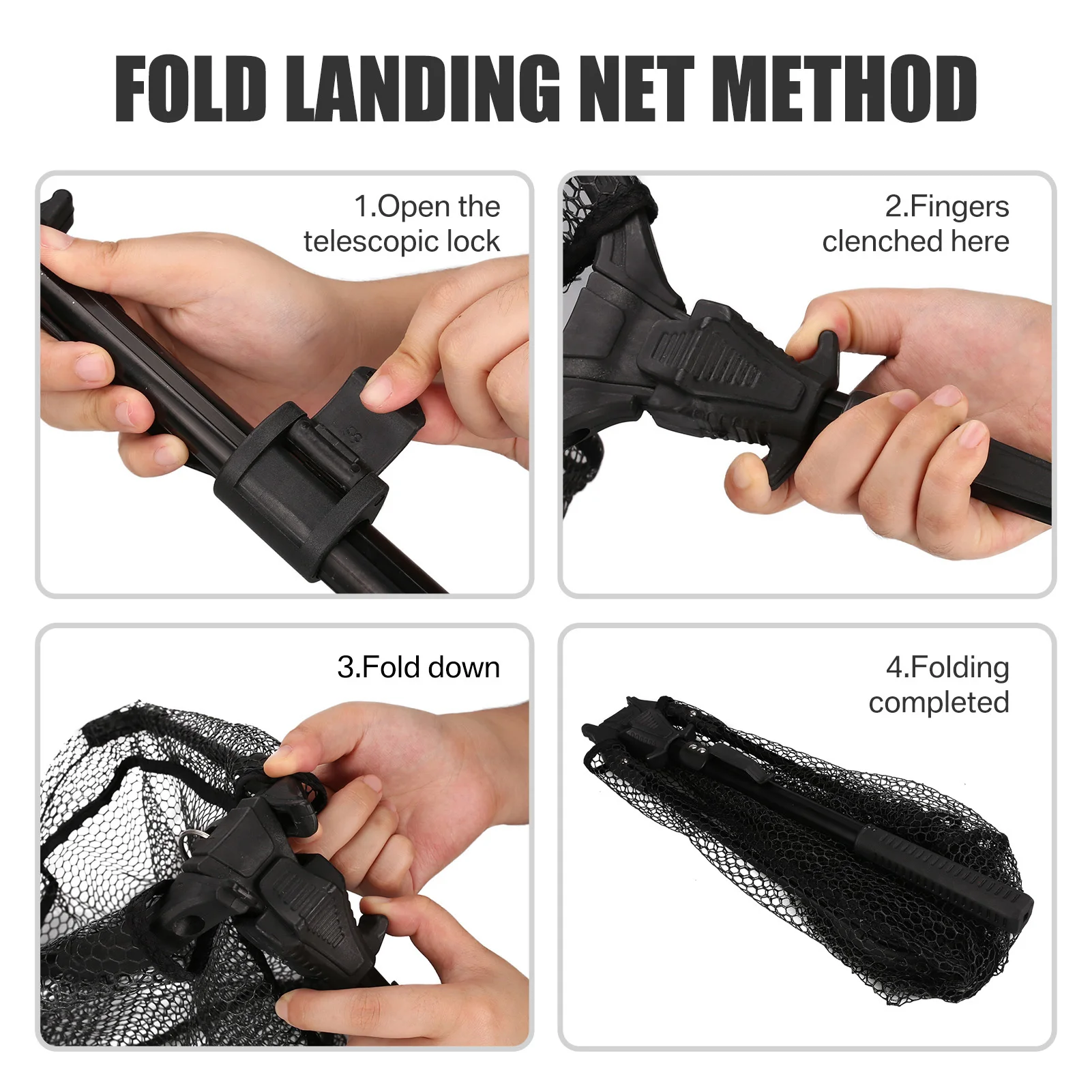 Retractable Landing Net Folding 1.9m/1.5m/1.3m Telescopic Fishing Net Outdoor Sea Mesh Portable Hand Dip Net For Carp Fly Fun