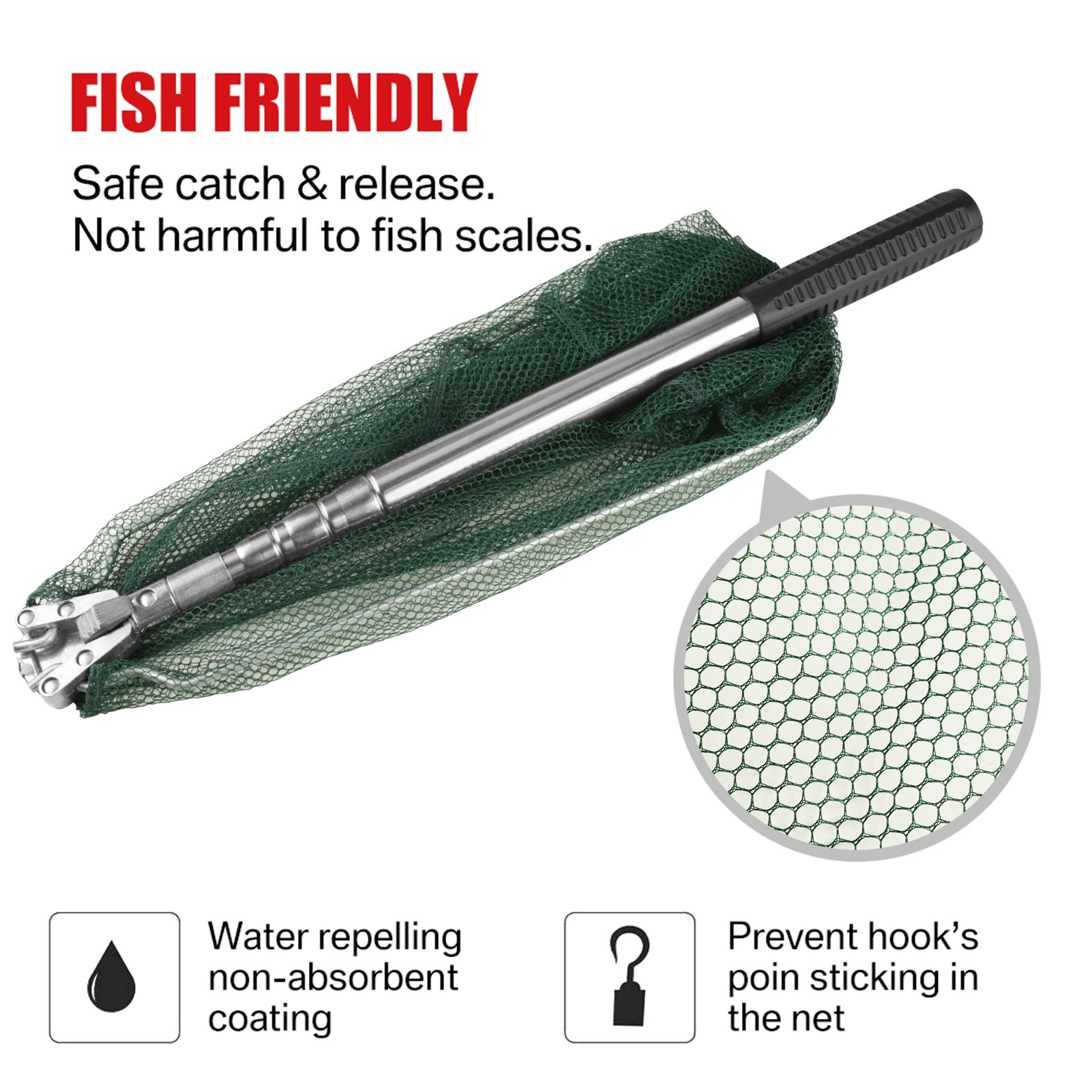 Retractable Landing Net Folding 1.9m/1.5m/1.3m Telescopic Fishing Net Outdoor Sea Mesh Portable Hand Dip Net For Carp Fly Fun