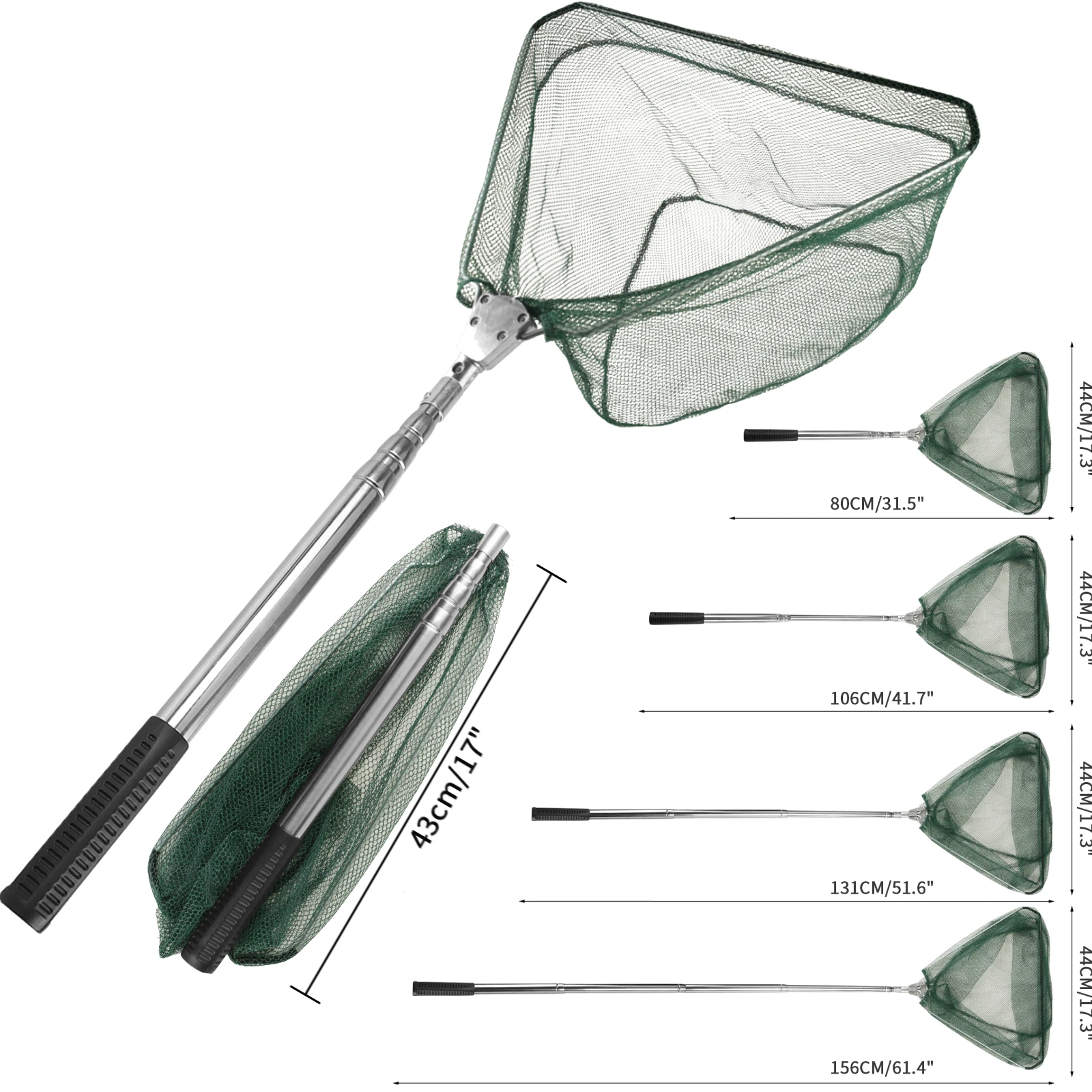 Retractable Landing Net Folding 1.9m/1.5m/1.3m Telescopic Fishing Net Outdoor Sea Mesh Portable Hand Dip Net For Carp Fly Fun