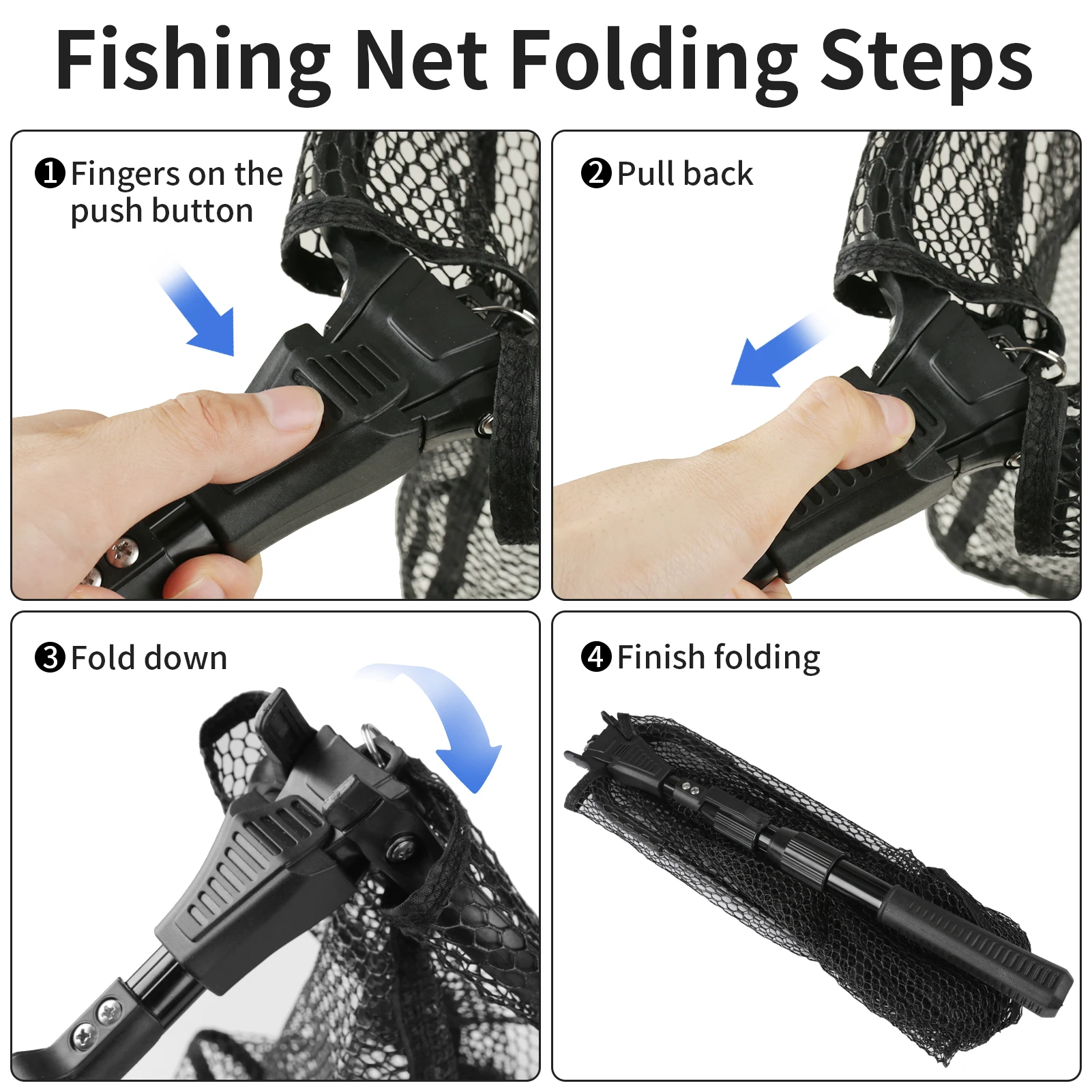 Retractable Landing Net Folding 1.9m/1.5m/1.3m Telescopic Fishing Net Outdoor Sea Mesh Portable Hand Dip Net For Carp Fly Fun