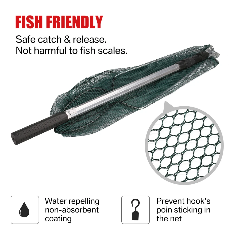 Retractable Landing Net Folding 1.9m/1.5m/1.3m Telescopic Fishing Net Outdoor Sea Mesh Portable Hand Dip Net For Carp Fly Fun