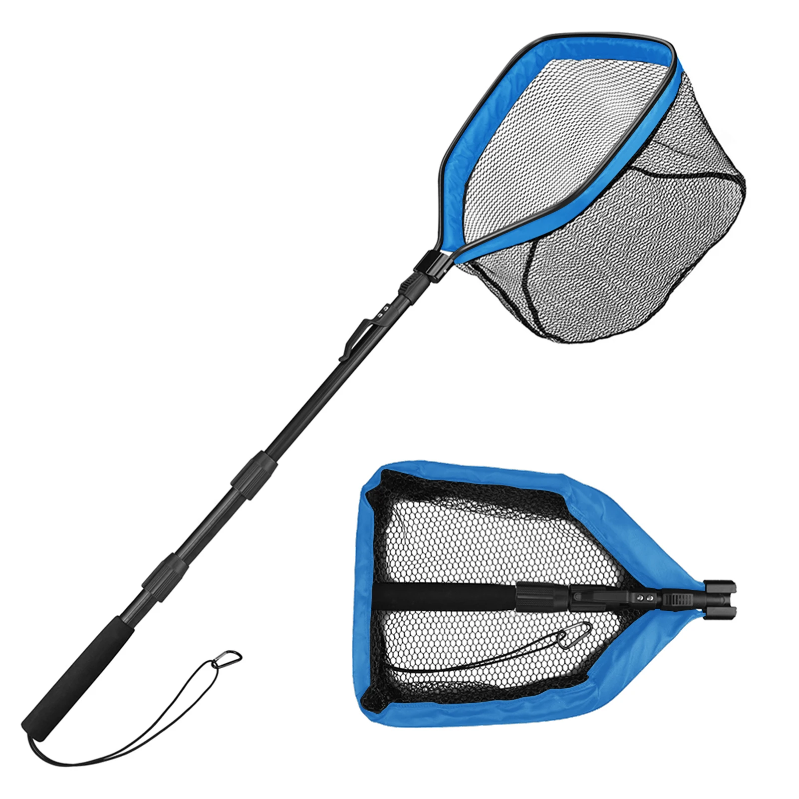 Retractable Landing Net Folding 1.9m/1.5m/1.3m Telescopic Fishing Net Outdoor Sea Mesh Portable Hand Dip Net For Carp Fly Fun