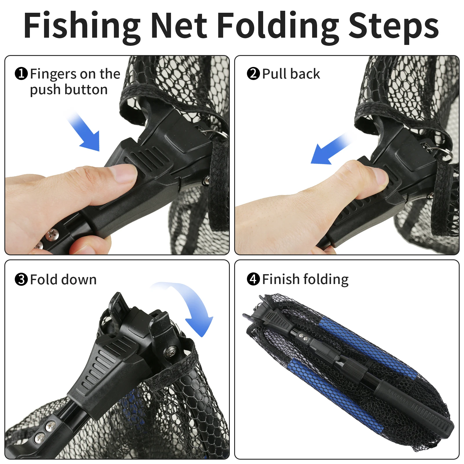 Retractable Landing Net Folding 1.9m/1.5m/1.3m Telescopic Fishing Net Outdoor Sea Mesh Portable Hand Dip Net For Carp Fly Fun