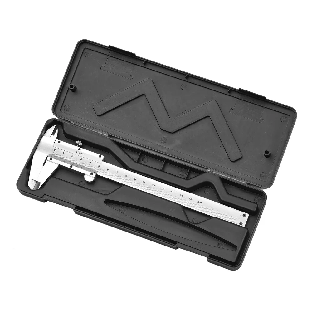 0-150mm 0-6 Inch Vernier Caliper High Accuracy Stainless Steel Plastic Gauge Measuring Tool Inside Outside Depth Micrometer