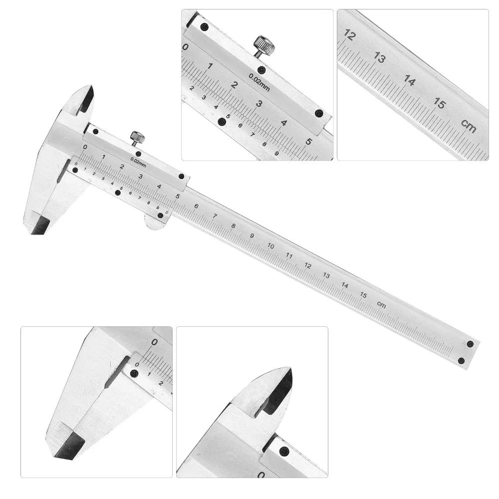 0-150mm 0-6 Inch Vernier Caliper High Accuracy Stainless Steel Plastic Gauge Measuring Tool Inside Outside Depth Micrometer
