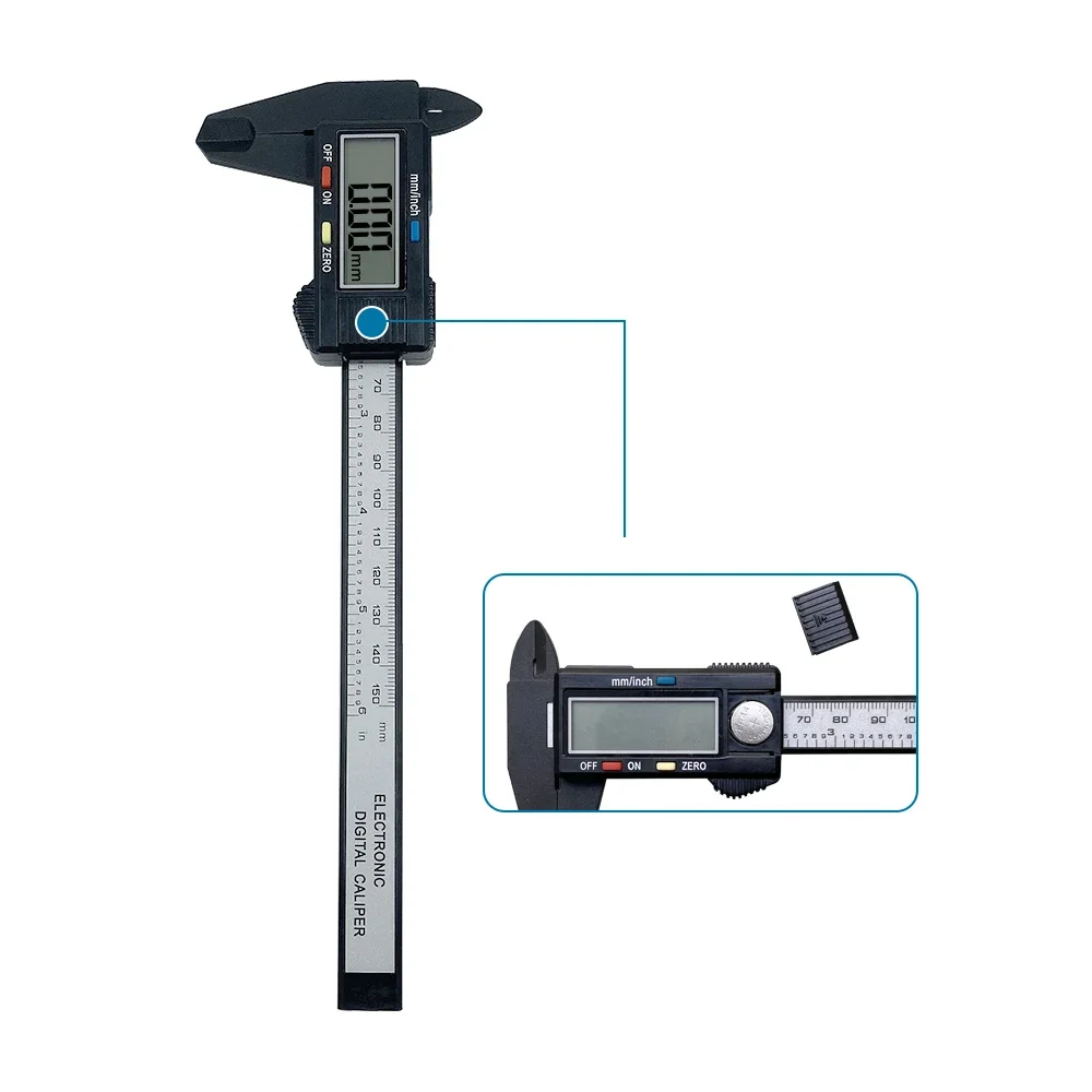0-150mm 0-6 Inch Vernier Caliper High Accuracy Stainless Steel Plastic Gauge Measuring Tool Inside Outside Depth Micrometer