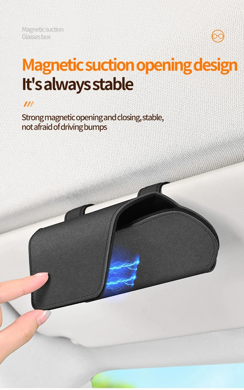 Magnetic Suction Car Glasses Case Car Sun Visor Storage Holder Car Interior High-end Sunglasses Box Auto Interior Accessories