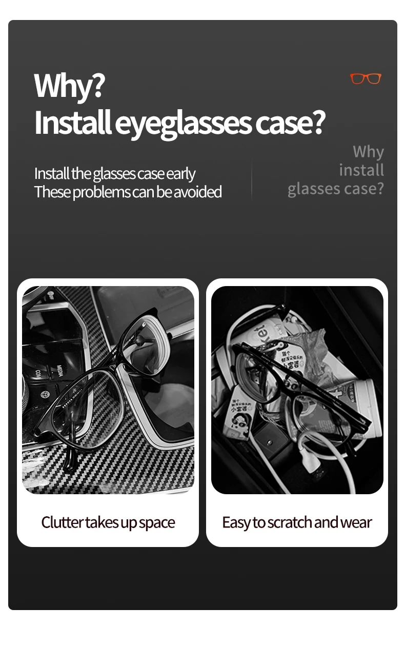 Magnetic Suction Car Glasses Case Car Sun Visor Storage Holder Car Interior High-end Sunglasses Box Auto Interior Accessories
