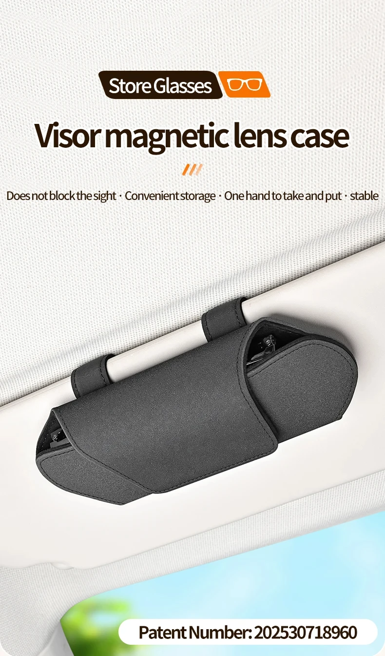 Magnetic Suction Car Glasses Case Car Sun Visor Storage Holder Car Interior High-end Sunglasses Box Auto Interior Accessories