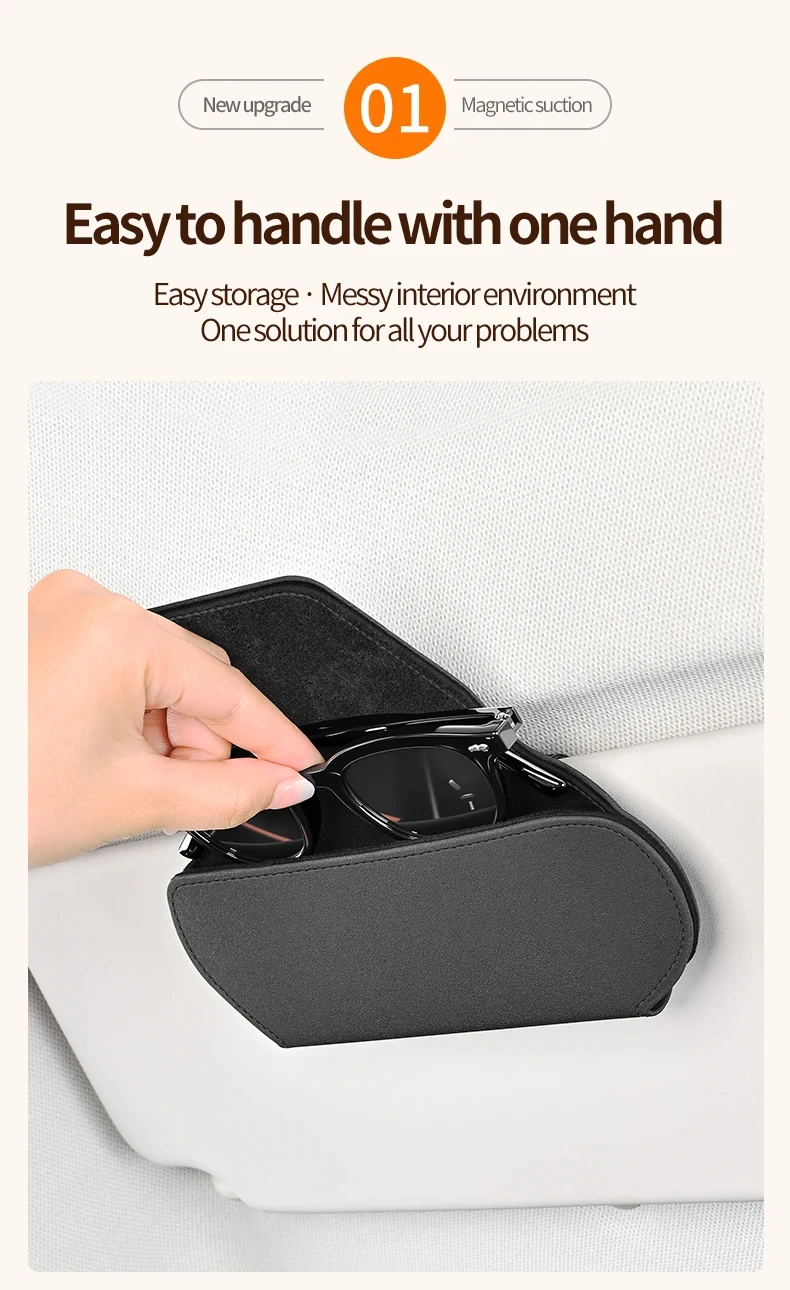 Magnetic Suction Car Glasses Case Car Sun Visor Storage Holder Car Interior High-end Sunglasses Box Auto Interior Accessories