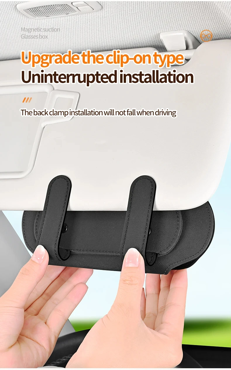 Magnetic Suction Car Glasses Case Car Sun Visor Storage Holder Car Interior High-end Sunglasses Box Auto Interior Accessories