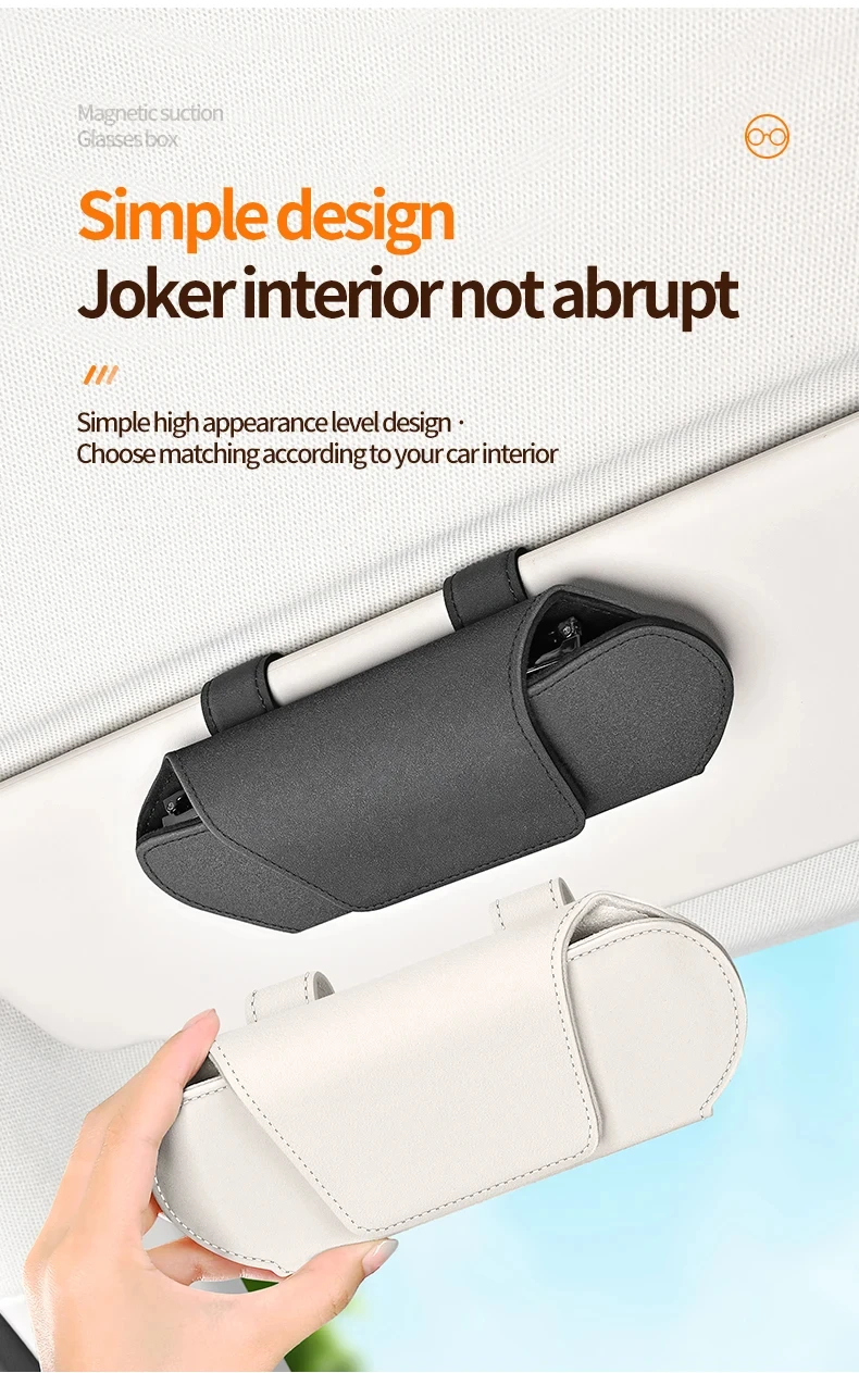 Magnetic Suction Car Glasses Case Car Sun Visor Storage Holder Car Interior High-end Sunglasses Box Auto Interior Accessories