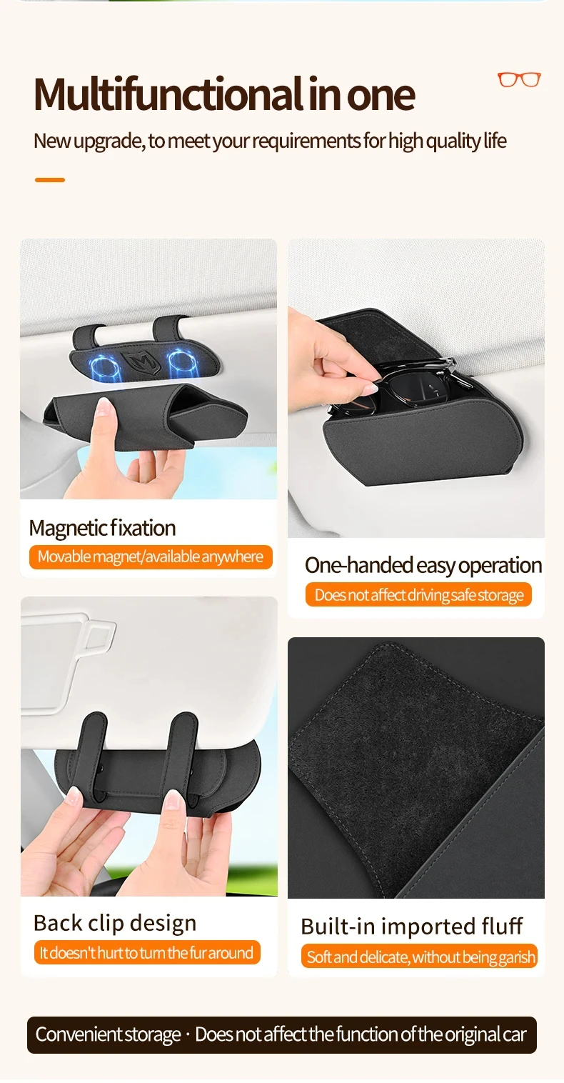 Magnetic Suction Car Glasses Case Car Sun Visor Storage Holder Car Interior High-end Sunglasses Box Auto Interior Accessories