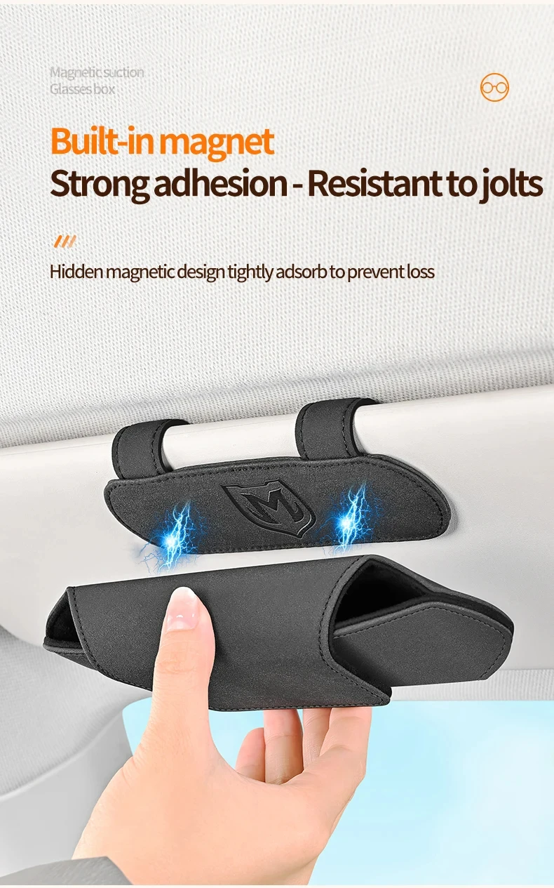 Magnetic Suction Car Glasses Case Car Sun Visor Storage Holder Car Interior High-end Sunglasses Box Auto Interior Accessories