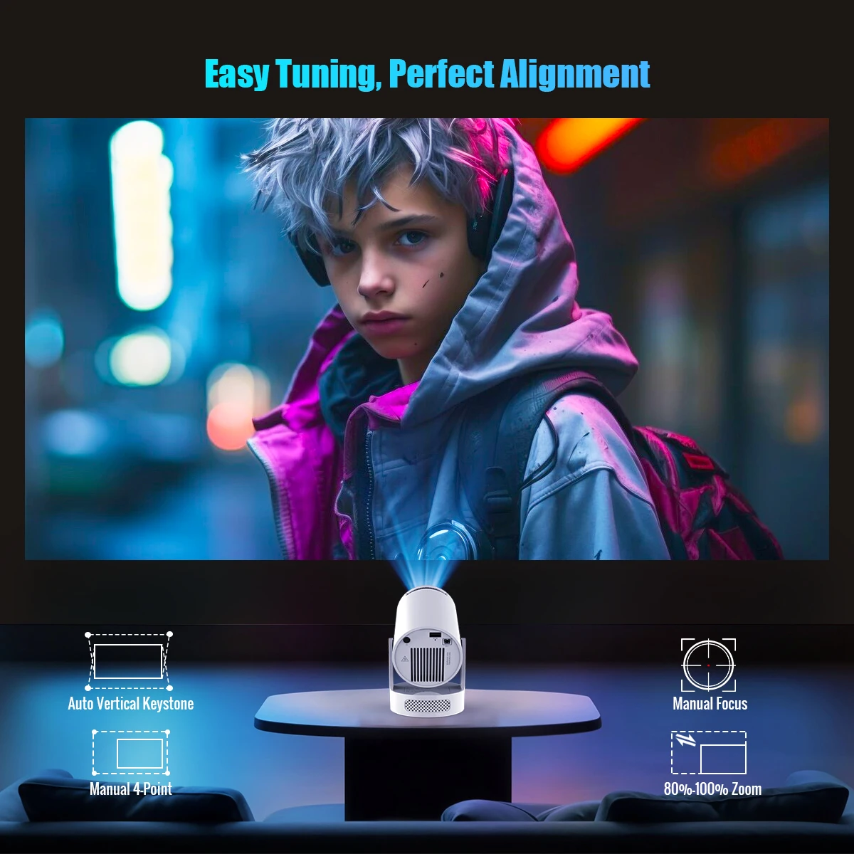 Magcubic HY300 Pro+ 8K Wifi6 Projector 290ANSI Android 14 Dual WIFI Allwinner H726 BT5.4 1280x720P Home Cinema Outdoor Portable