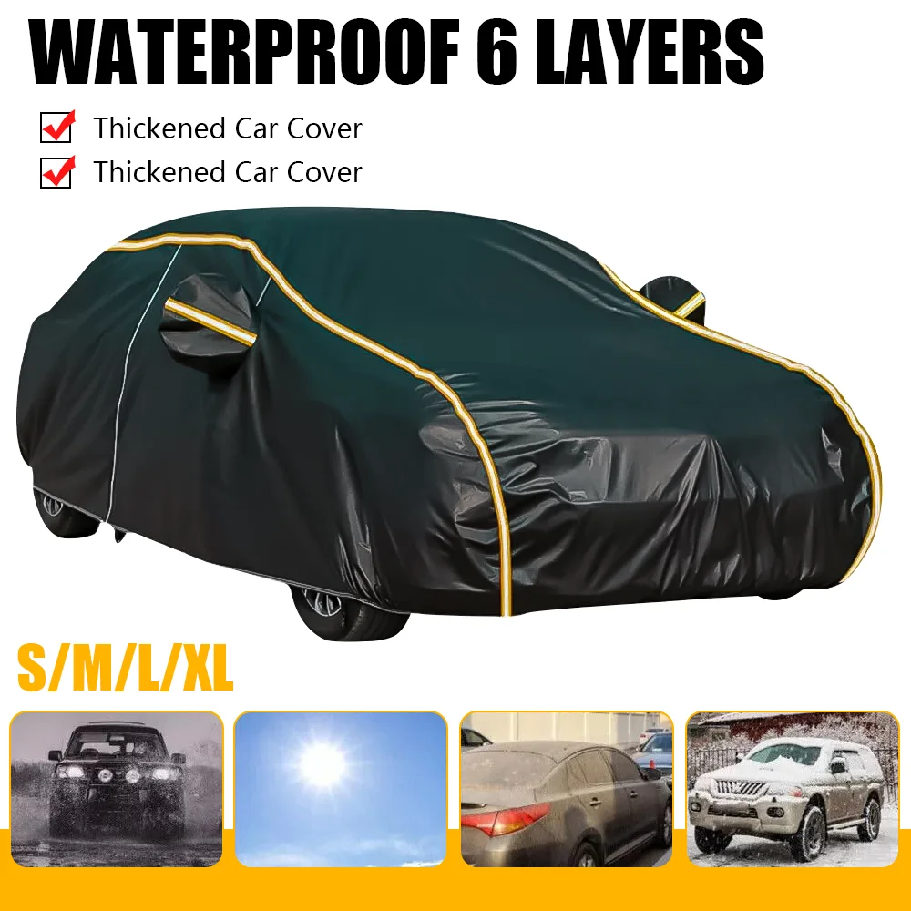 S-XLarge Waterproof 6 Layer Car Cover Heavy Duty Cotton Lined UV Protection UK