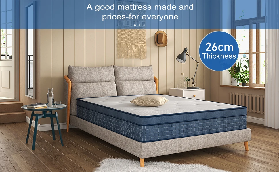 Single/Small Double/Double/King Size 10.24" Pocket Spring Mattress-in-a-Box | Medium-Firm Support | Motion Control & Pressure Re