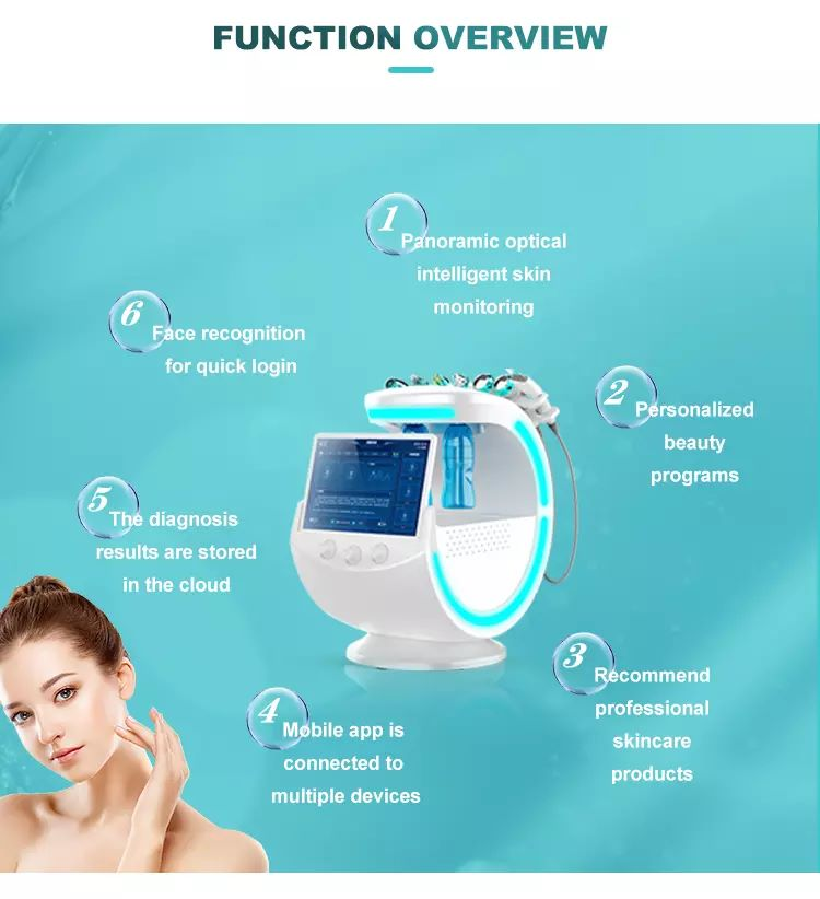 Hydrofacial 7 In 1 Professional Portable Dermabrasion Smart Ice Blue Facial Treatment Machine Latest Skin Rejuvenation Device.