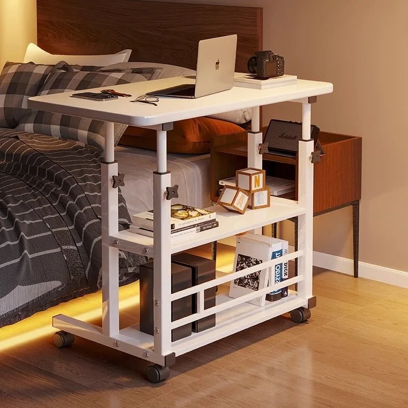 Computer Desk With Storage Shelves Portable Laptop PC Desk Mobile Standing Desk Adjustable Height Rolling Desk Workstation