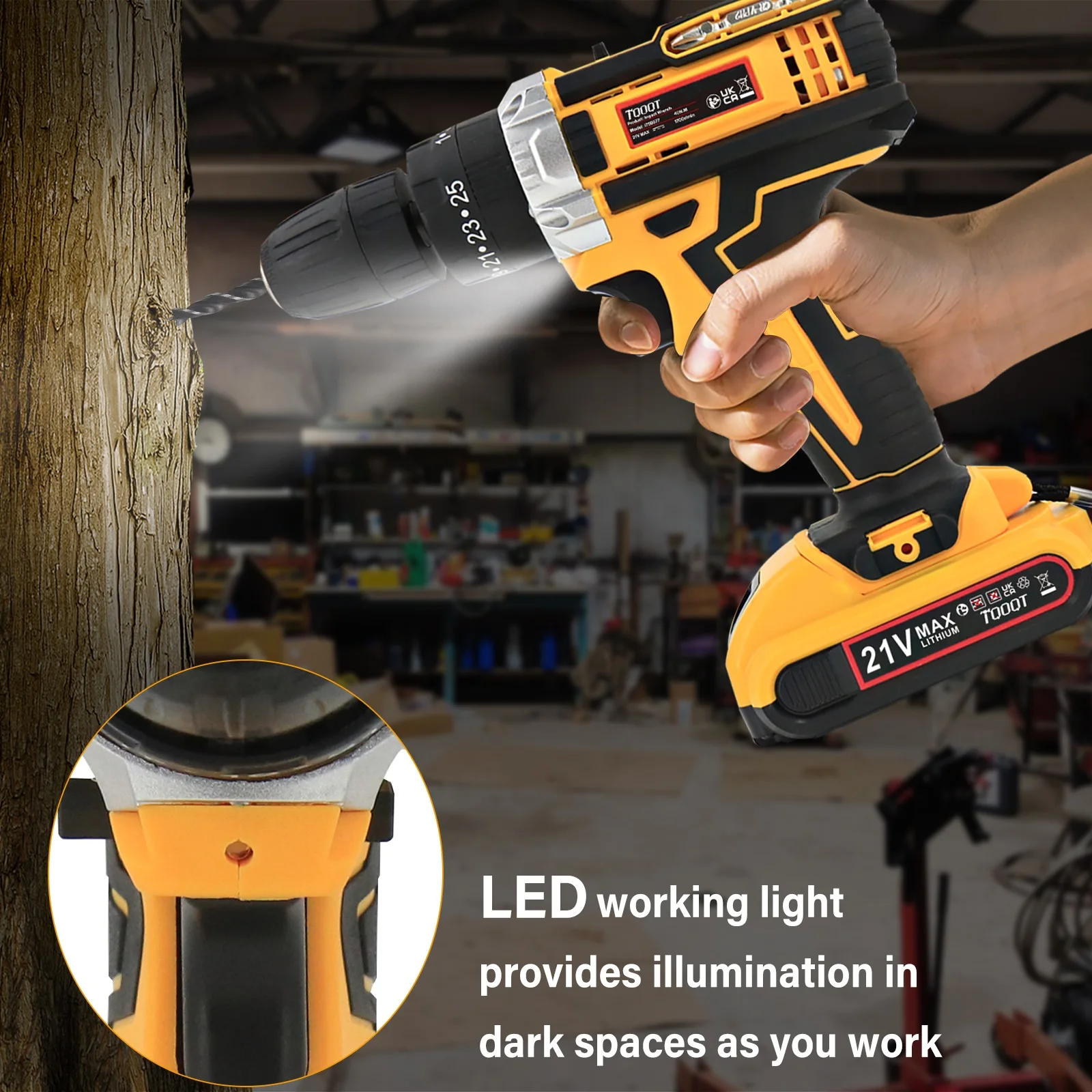 21V Cordless Screwdriver Kit with 2 Lithium Batteries & Screwdriver Bits, Handheld Power Screwdriver for Furniture Assembly, Home DIY and Daily Screw Fastening Work