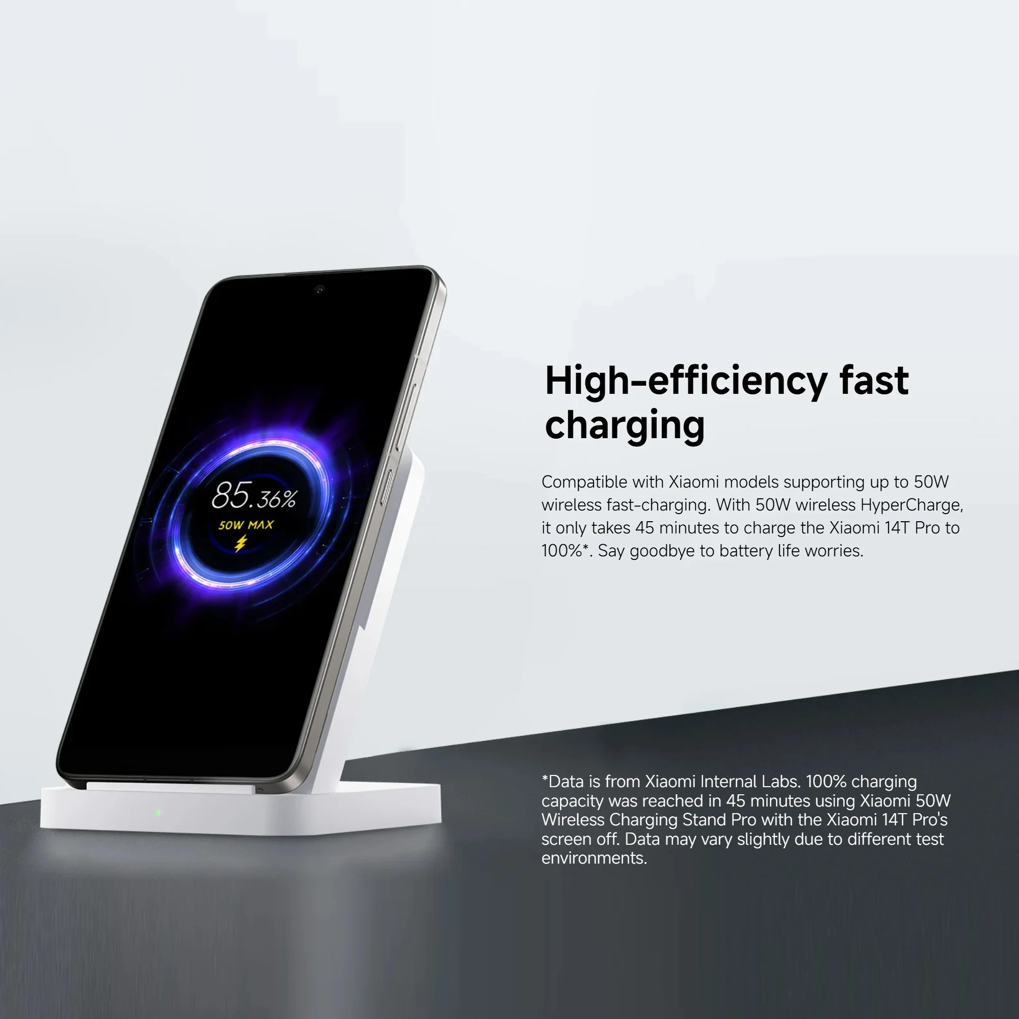 Xiaomi 50W Wireless Charging Stand Pro, High-efficiency Fast Charging Highly Compatible Quiet Heat Dissipation Safe and Reliable