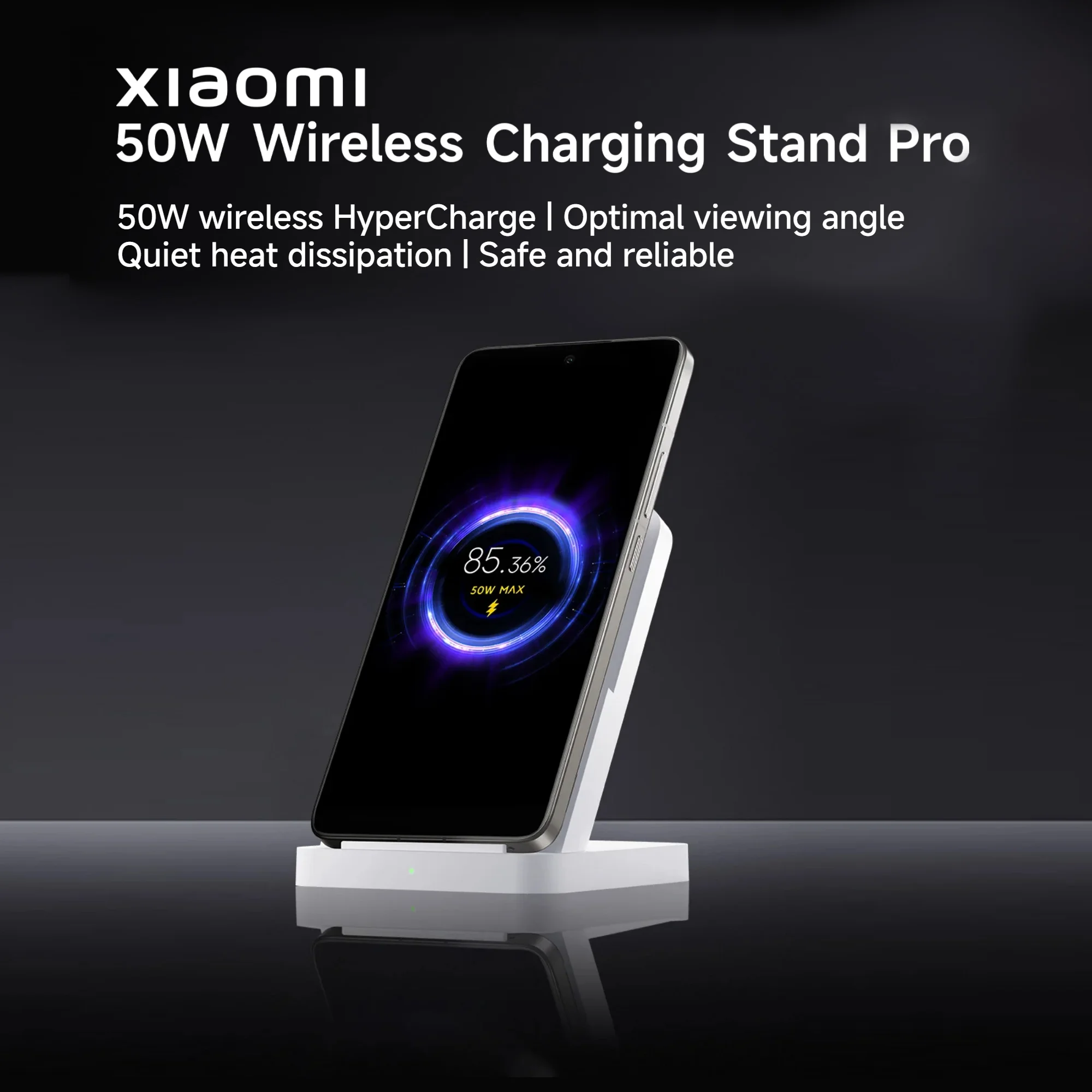 Xiaomi 50W Wireless Charging Stand Pro, High-efficiency Fast Charging Highly Compatible Quiet Heat Dissipation Safe and Reliable