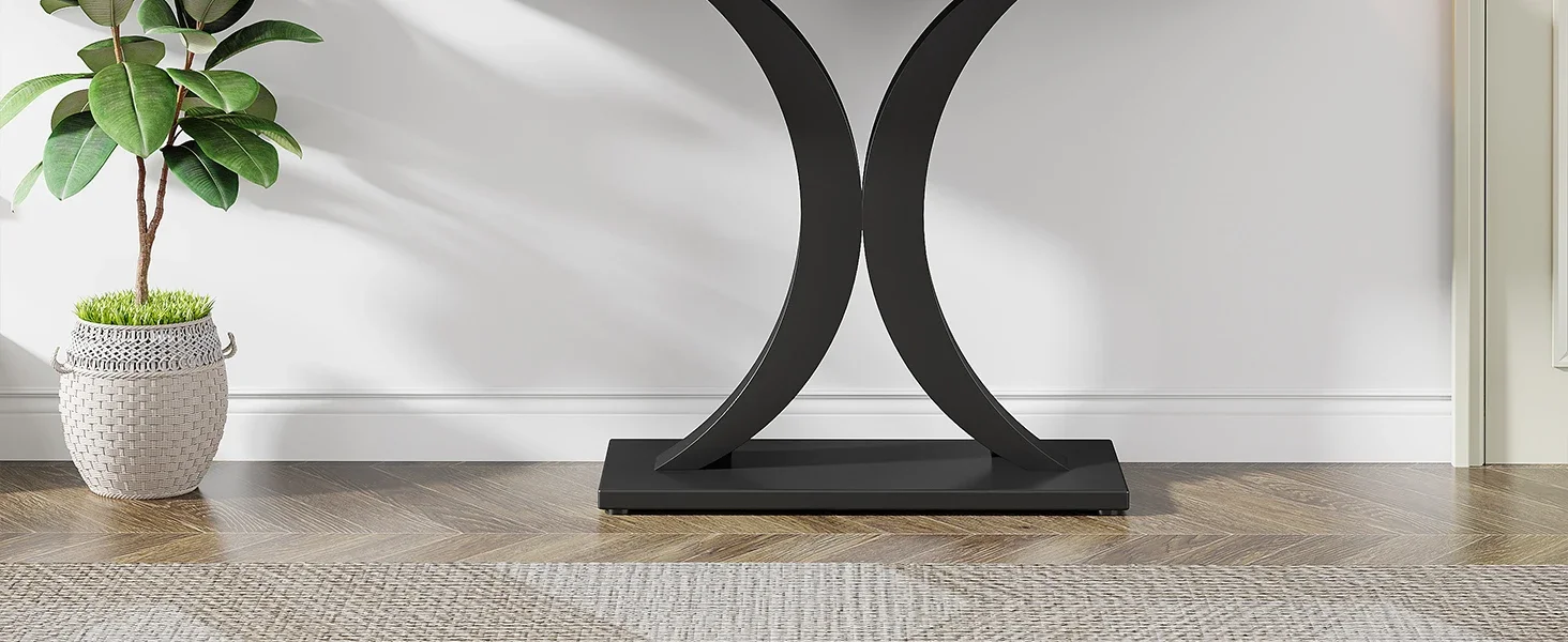 Tribesigns Industrial Console Table, 40 inch Narrow Entryway Foyer Table with Geometric Base, Rustic Hallway Accent Table
