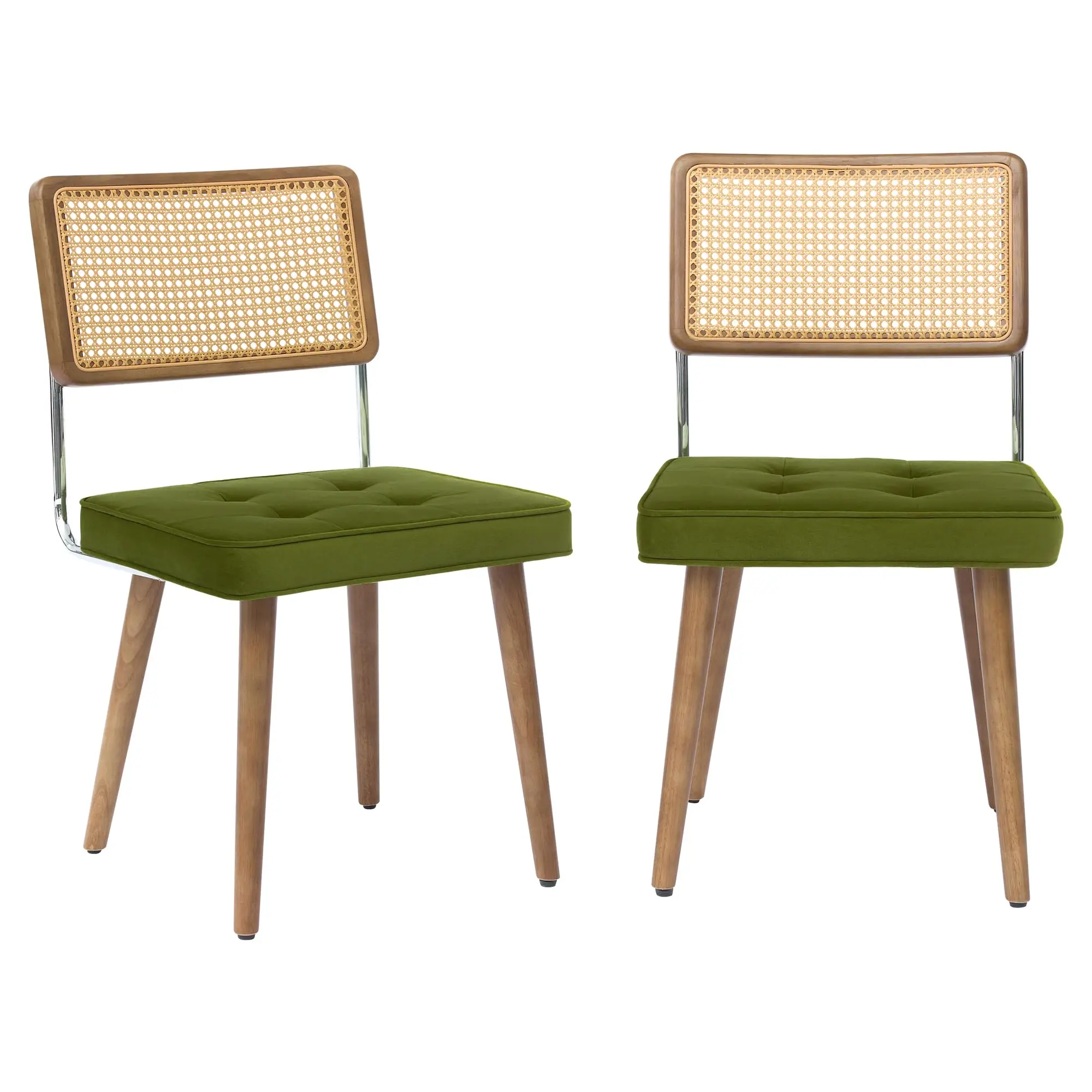 1PCS Rattan Back Dining Chair Upholstered Kitchen Chairs Vintage Chairs for Dining Room Restaurant