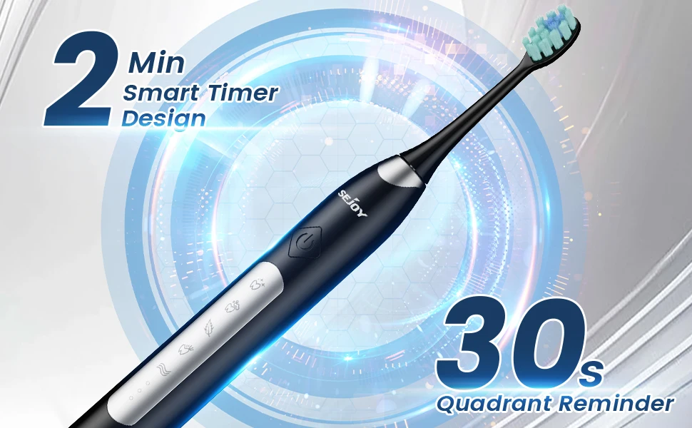 Sejoy Electric Sonic Toothbrush with 10 pcs Replacement Heads 5 Modes USB Rechargeable Waterproof Electric Tooth Brushes
