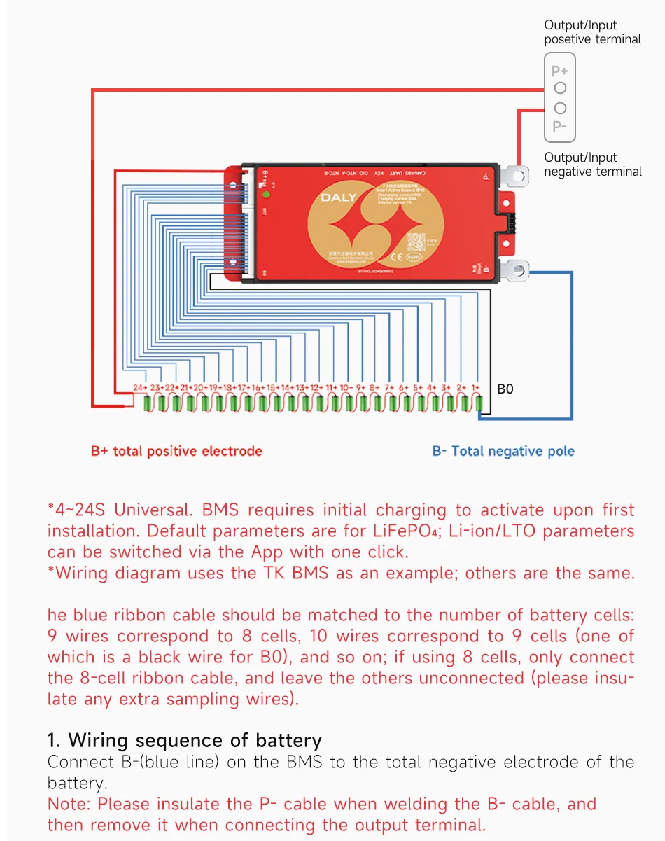 Daly Smart Active BMS 4s LiFePO4 8s 24V 16s 100A 150A 40A 60A 200A 12V 48V LiFePO4 1A Active Balance with UART RS485 WiFi Key