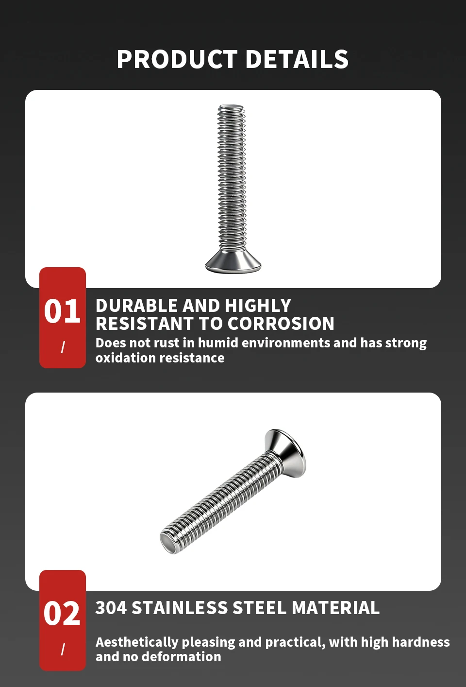304 Stainless Steel Hexagon Socket Countersunk Head Screw DIN7991 M3 M4 M5 M6 M8 M10 M12 Allen Head Bolt Hardware Fastener