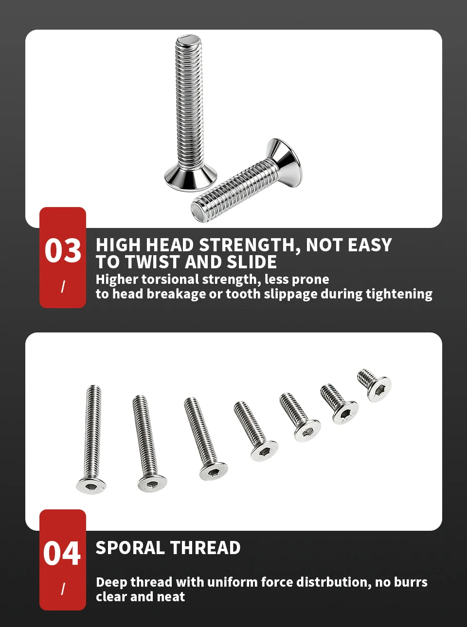 304 Stainless Steel Hexagon Socket Countersunk Head Screw DIN7991 M3 M4 M5 M6 M8 M10 M12 Allen Head Bolt Hardware Fastener