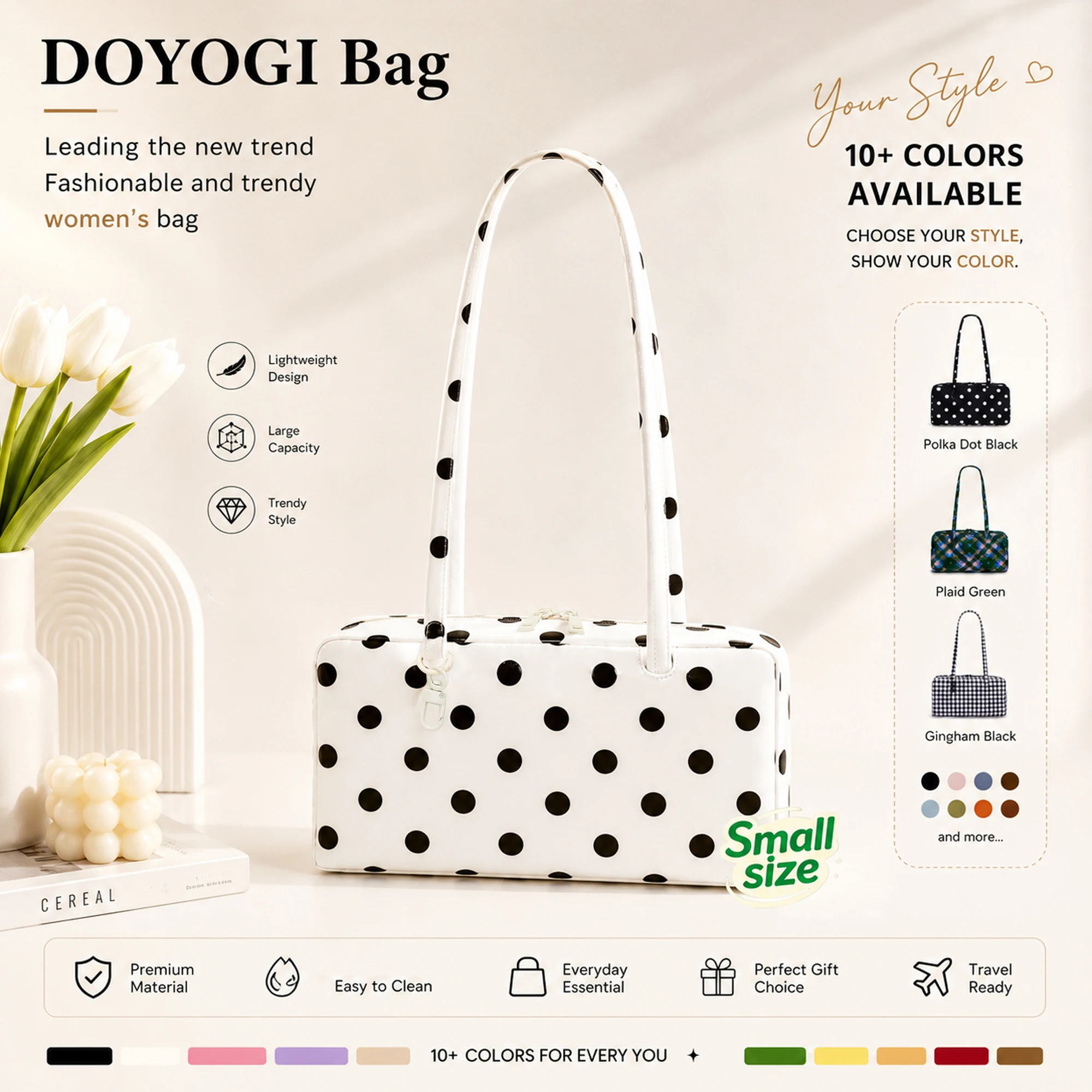 Nylon Tote Bag Bowler Bag Women Shoulder Purse with Keychain Clip, Lightweight Zipper Handbag Daily Work Travel Gym Gift for Mum