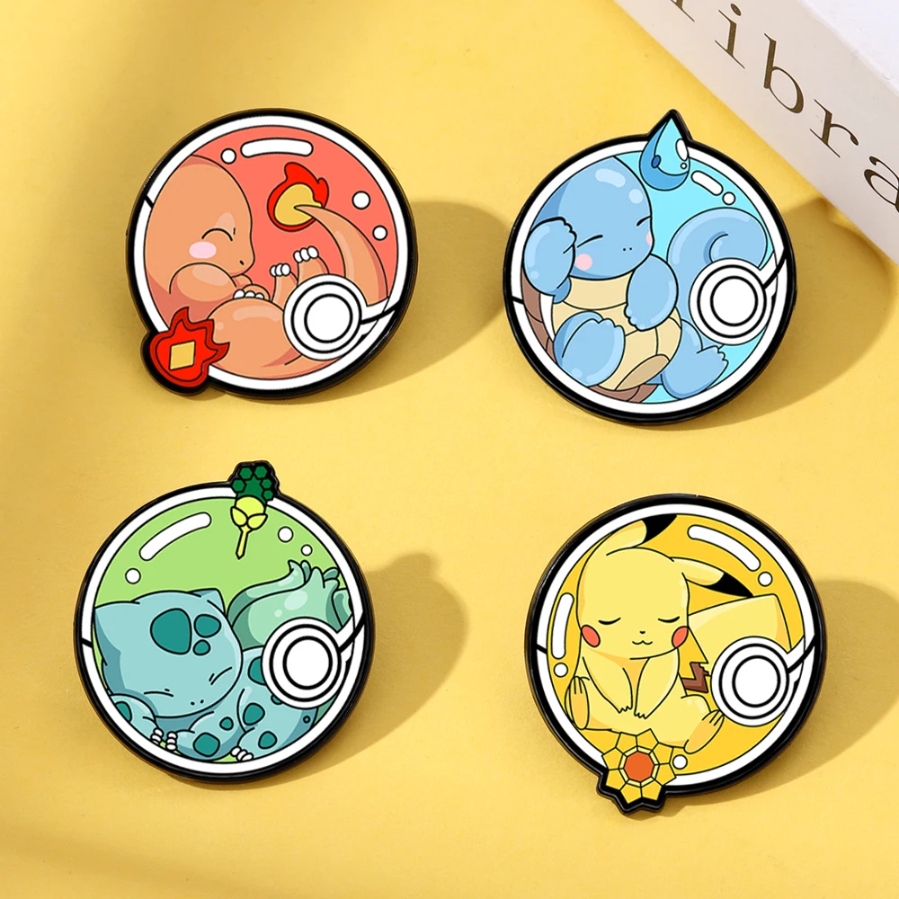 4pcs Kawaii Japanese Cartoon Enamel Pins Anime Style Metal Brooches Aesthetic Backpack Decor Badges Fan Collectible Accessories