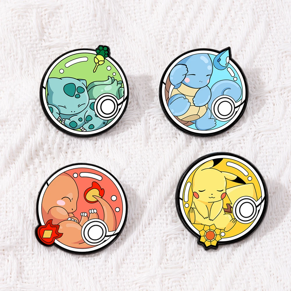 4pcs Kawaii Japanese Cartoon Enamel Pins Anime Style Metal Brooches Aesthetic Backpack Decor Badges Fan Collectible Accessories