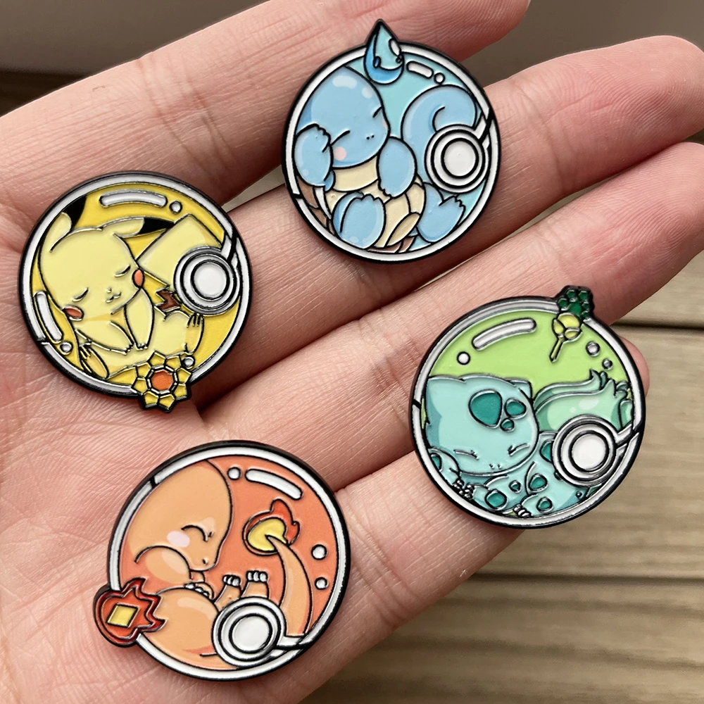 4pcs Kawaii Japanese Cartoon Enamel Pins Anime Style Metal Brooches Aesthetic Backpack Decor Badges Fan Collectible Accessories